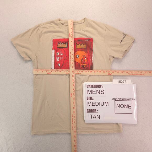 Jean Michel Basquiat Crew Neck Short Sleeve T-Shirt Mens Size Medium M Tan - Picture 5 of 9
